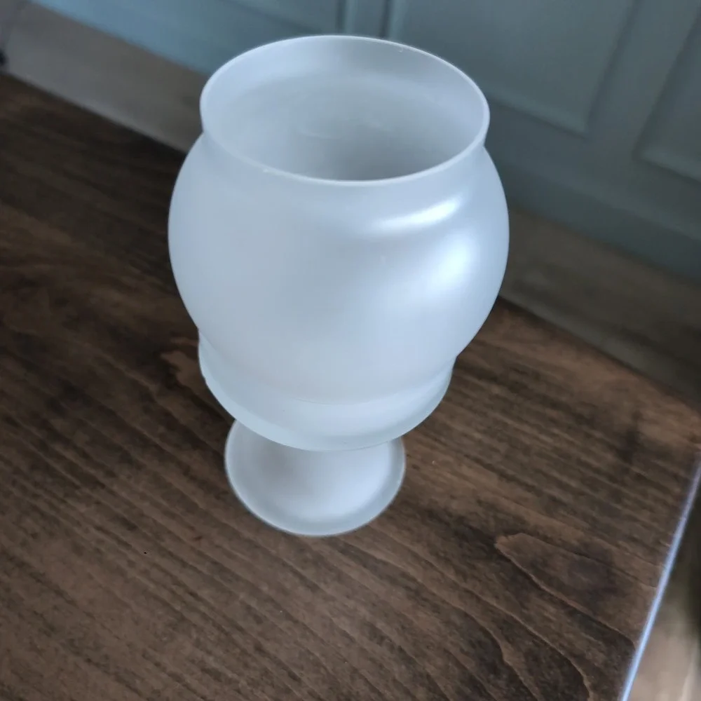 Vintage LE Smith Frosted Fairy Lamp Satin Glass Candle Holder MCM Cottagecore